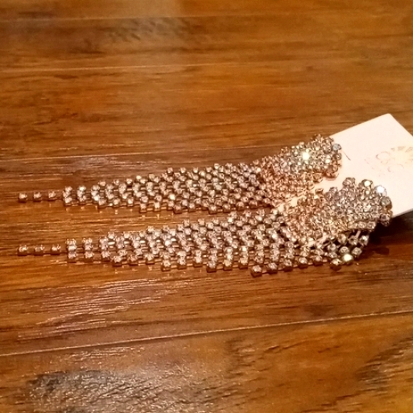 📀 C&C Iridescent Chandelier Cascade Rhinestone Earrings NEW! - Picture 4 of 12